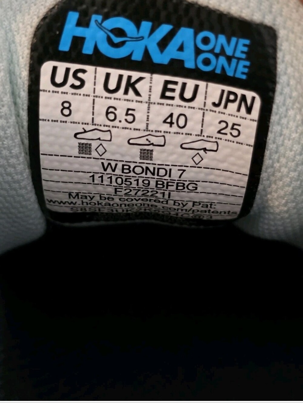 Hoka One W Bondi 7 Light Blue Womens Size 8 Athletic Cushioned Running Shoes - Picture 14 of 16